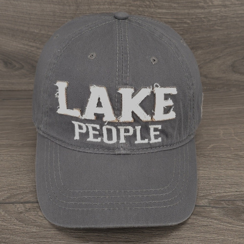 We People Hat Cap Strap Back Grey Womens Lake People Distressed Baseball Hat